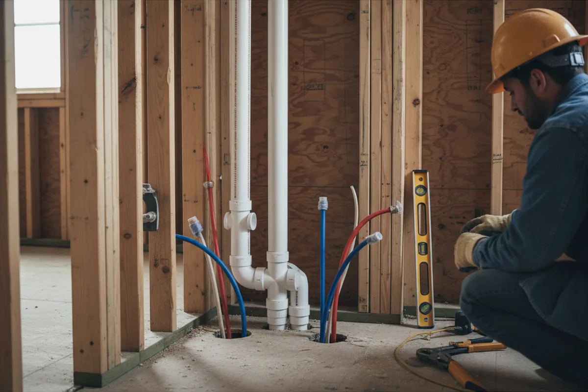 Drain and supply rough-in during Leak Detection in Honey Grove