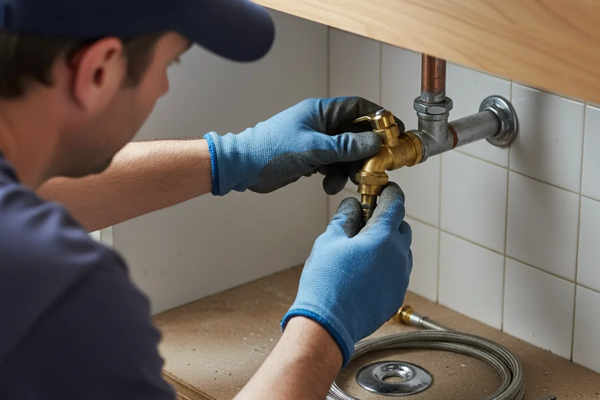 Shutoff valve and fitting work during Emergency Plumbing in Honey Grove